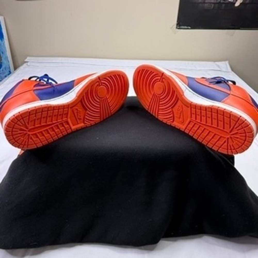 Nike Dunk High Men Orange Blue Leather Sneakers Shoes Size 8 - Picture 7 of 8